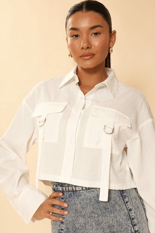 Cropped button front top - Pikemla