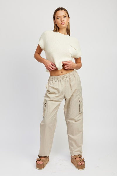 STRAIGHT LEG PANTS WITH ELASTIC WAIST BAND - Pikemla