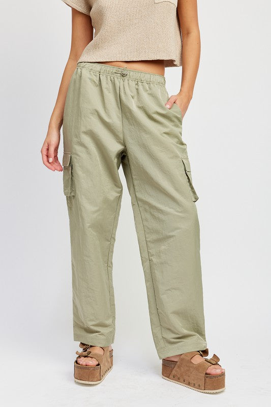 STRAIGHT LEG PANTS WITH ELASTIC WAIST BAND - Pikemla