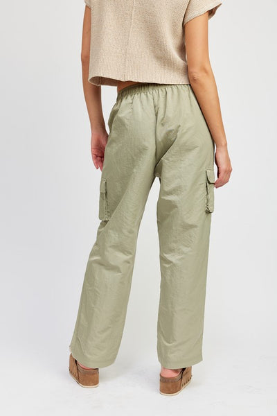 STRAIGHT LEG PANTS WITH ELASTIC WAIST BAND - Pikemla