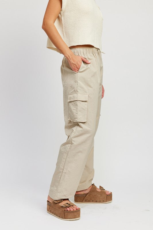 STRAIGHT LEG PANTS WITH ELASTIC WAIST BAND - Pikemla