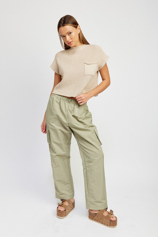 STRAIGHT LEG PANTS WITH ELASTIC WAIST BAND - Pikemla