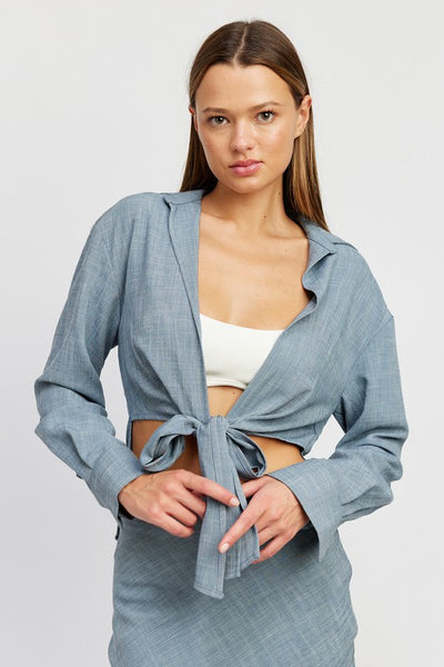 Chrissy Long Sleeved Open Front Top - Pikemla