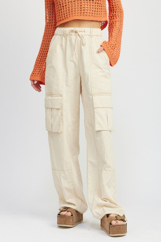 Cargo Pants with Drawstrings - Pikemla