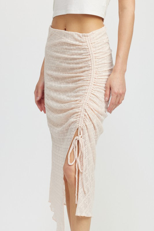 RUCHED LACE SKIT WITH HIGH SLIT - Pikemla