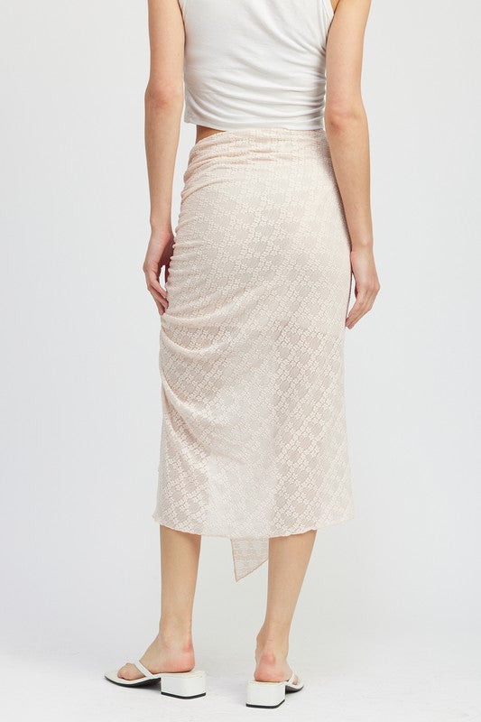 RUCHED LACE SKIT WITH HIGH SLIT - Pikemla