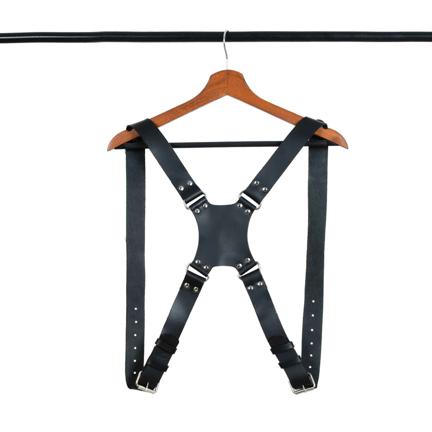 Dual Leather Camera Strap Harness- Black