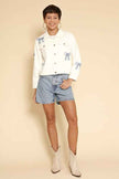 Embroidered bow denim jacket - Pikemla