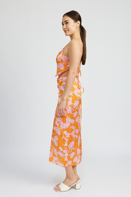 Floral Ruched Maxi Skirt - Pikemla
