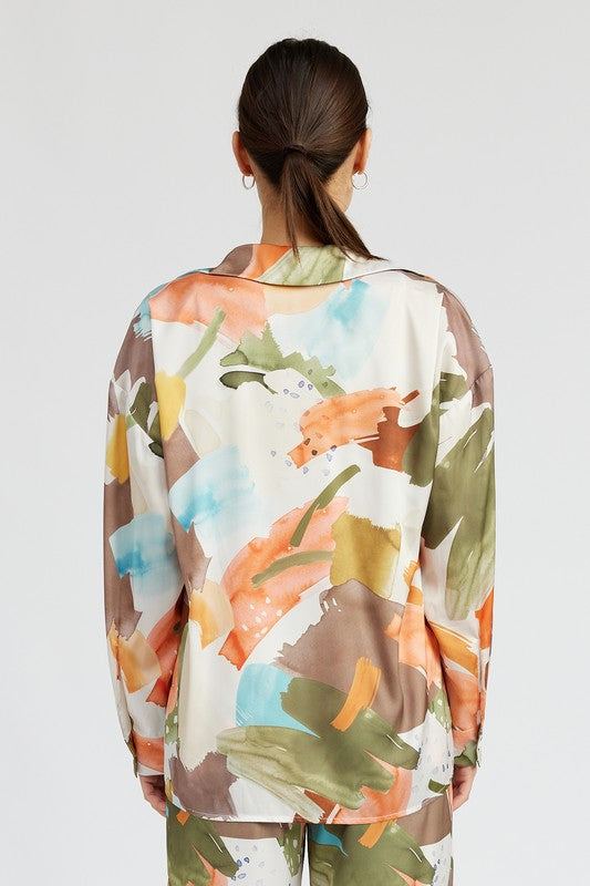 OVERSIZED BUTTON UP PRINTED SHIRT - Pikemla