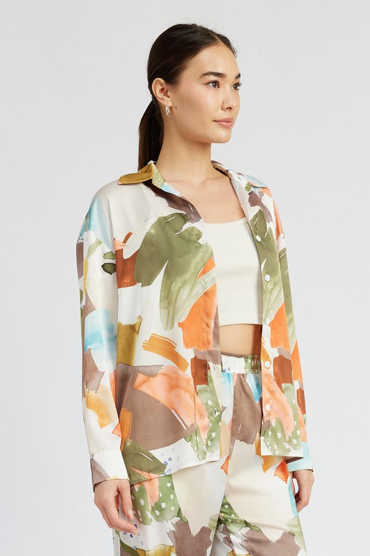 OVERSIZED BUTTON UP PRINTED SHIRT - Pikemla