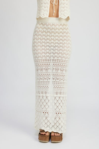 FITTED CROCHET MAXI SKIRT WITH SLIT - Pikemla