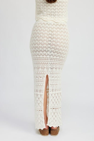 FITTED CROCHET MAXI SKIRT WITH SLIT - Pikemla