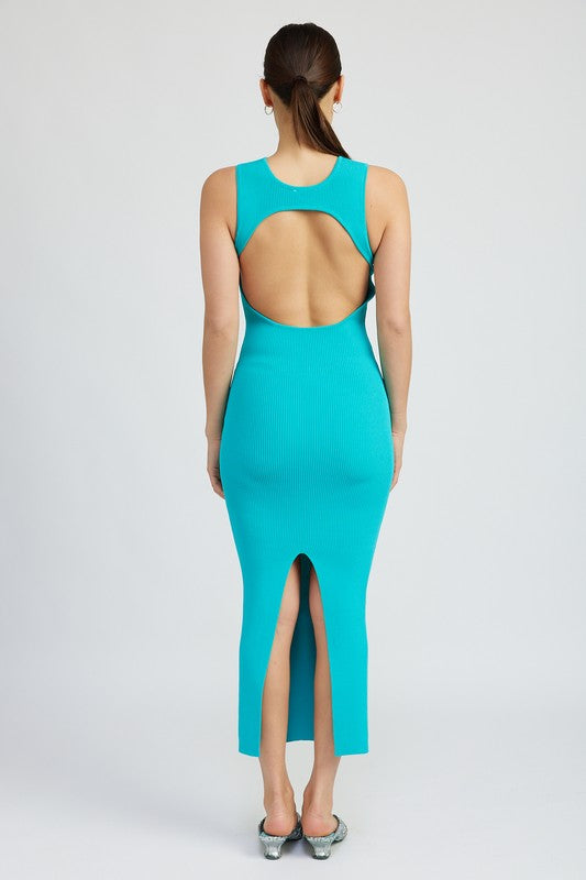 OPEN BACK MAXI KNIT DRESS - Pikemla