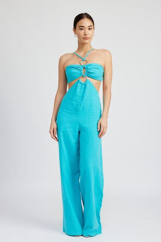 Double O Ring Cutout Jumpsuit - Pikemla