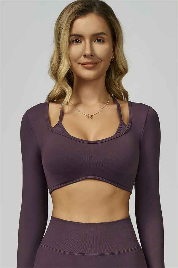 The Prime Long Sleeve Crop Top Shorts 2-Piece Set