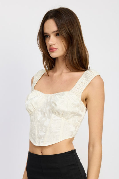 PUFF SLEEVE CORSET TOP - Pikemla