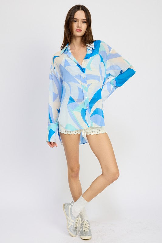 Printed Oversized Top - Pikemla