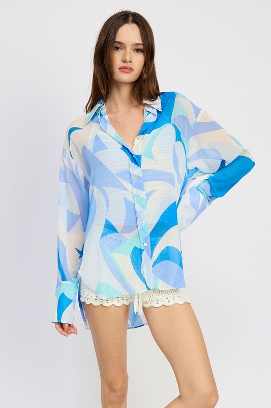 Printed Oversized Top - Pikemla