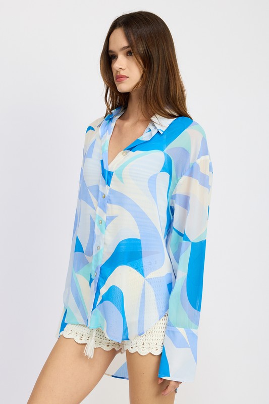 Printed Oversized Top - Pikemla