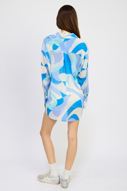Printed Oversized Top - Pikemla