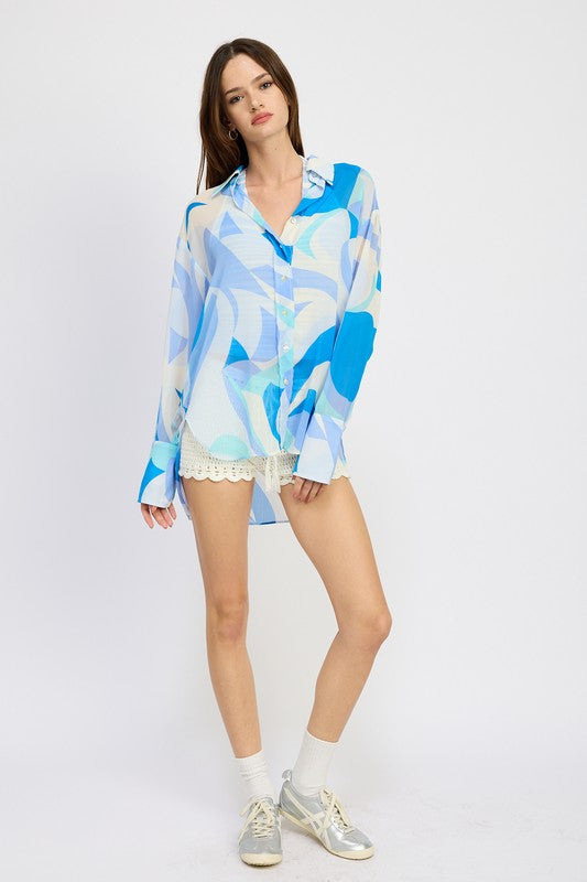 Printed Oversized Top - Pikemla