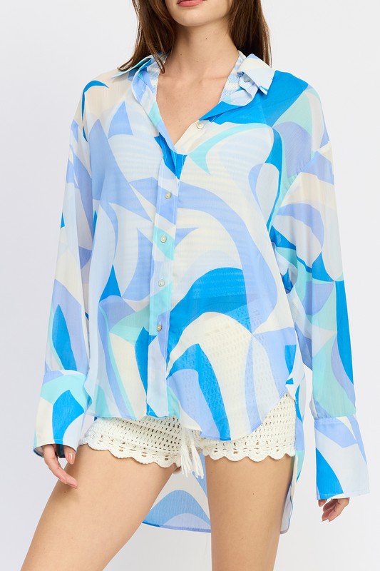 Printed Oversized Top - Pikemla