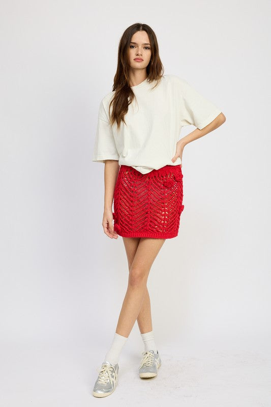 Rose Crochet Mini Skirt