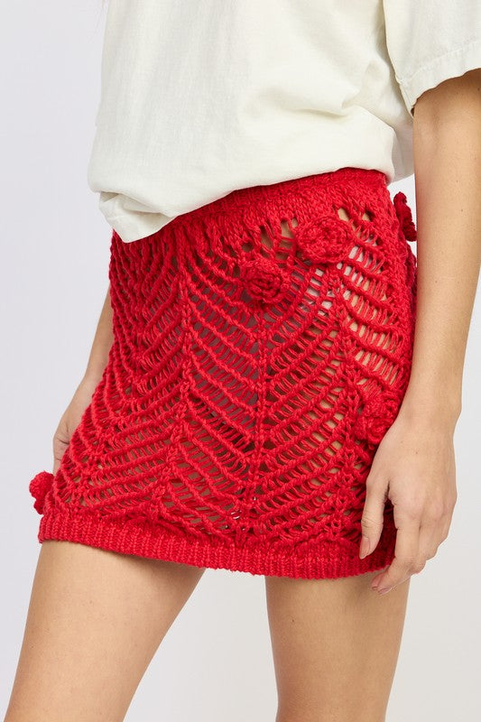 Rose Crochet Mini Skirt