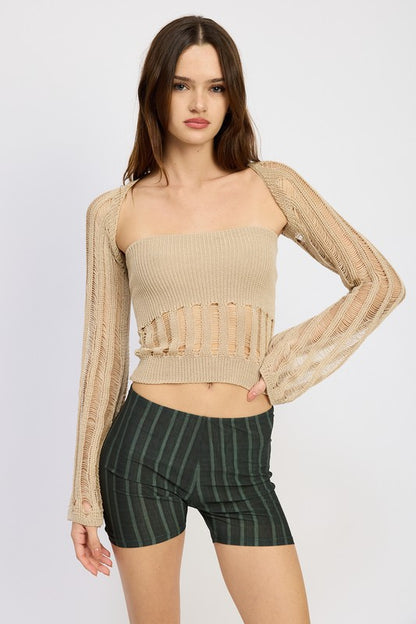 OPEN KNIT SHRUG - Pikemla