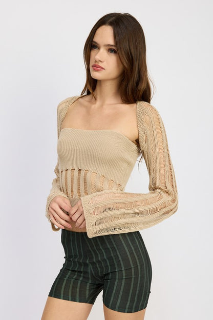 OPEN KNIT SHRUG - Pikemla