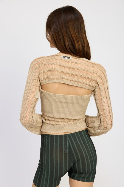 OPEN KNIT SHRUG - Pikemla