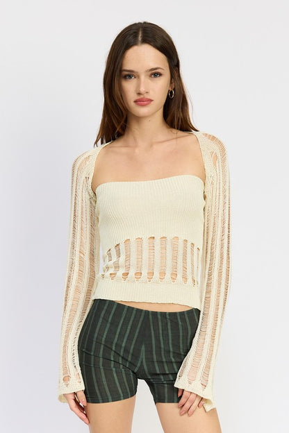 OPEN KNIT SHRUG - Pikemla