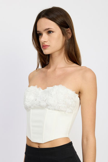 CORSET TOP WITH LACE DETAIL - Pikemla