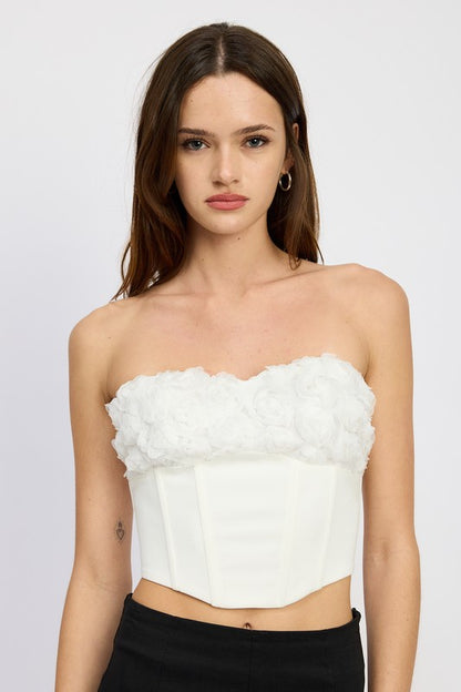 CORSET TOP WITH LACE DETAIL - Pikemla