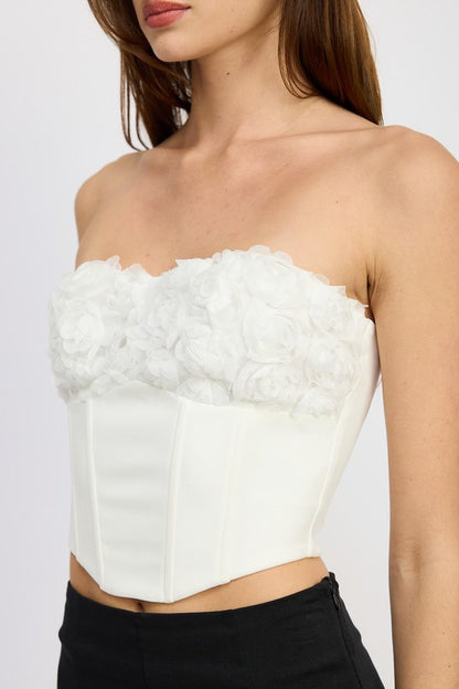 CORSET TOP WITH LACE DETAIL - Pikemla