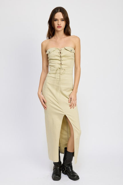 Lace Up Corset Dress - Pikemla