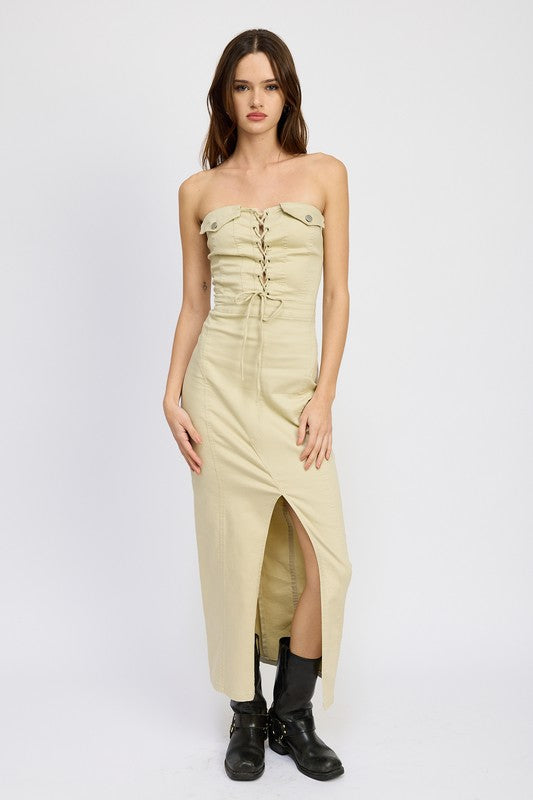 Lace Up Corset Dress - Pikemla