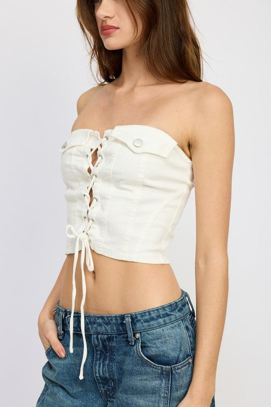 LACE UP CORSET BUSTIER TOP - Pikemla