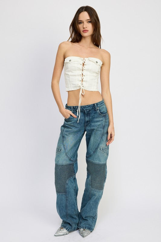 LACE UP CORSET BUSTIER TOP - Pikemla