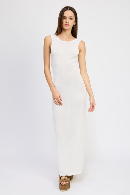 CROCHET MAXI DRESS WITH BACK TIE DETAIL - Pikemla