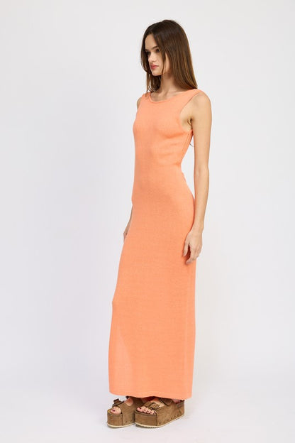 CROCHET MAXI DRESS WITH BACK TIE DETAIL - Pikemla