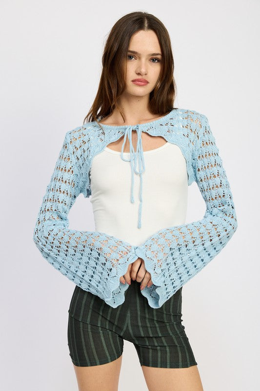 CROCHET BOLERO WITH DRAWSTRINGS - Pikemla