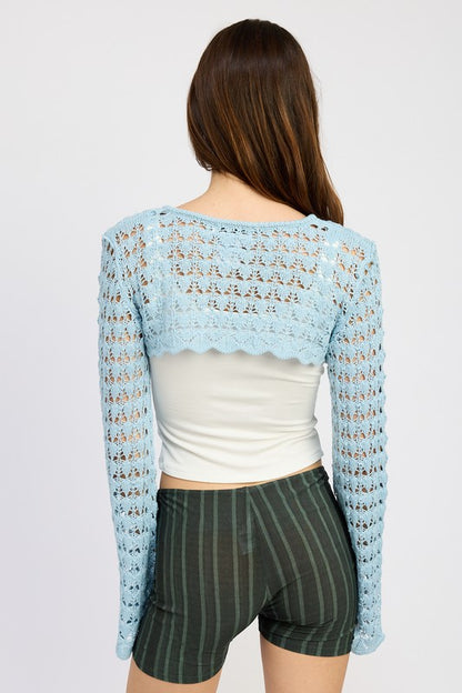 CROCHET BOLERO WITH DRAWSTRINGS - Pikemla