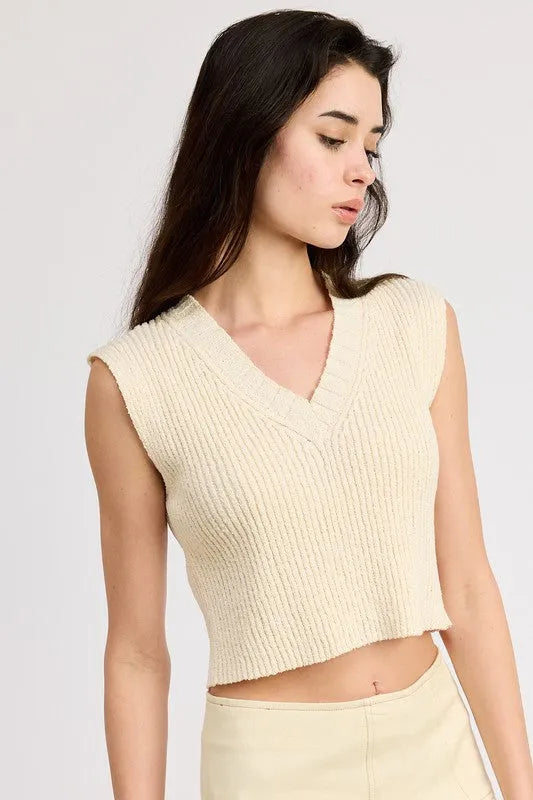 Ribbed Sleeveless Cropped Top - Pikemla