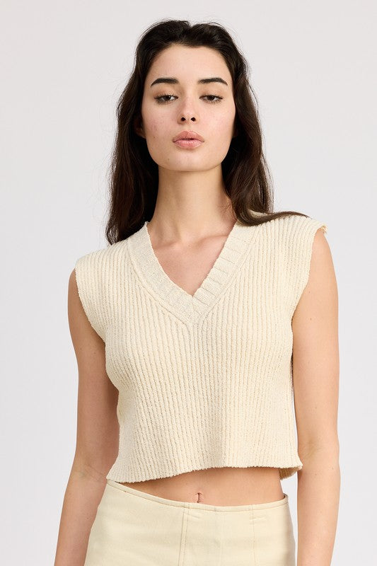 Ribbed Sleeveless Cropped Top - Pikemla