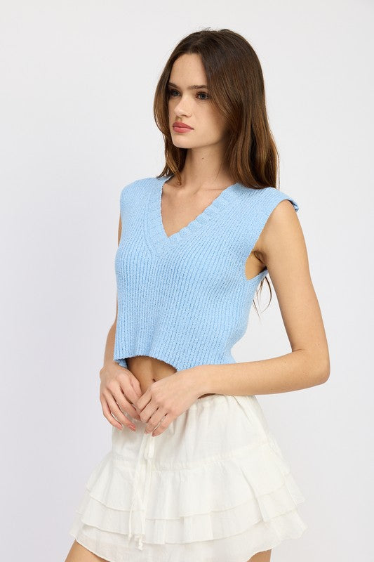 Ribbed Sleeveless Cropped Top - Pikemla