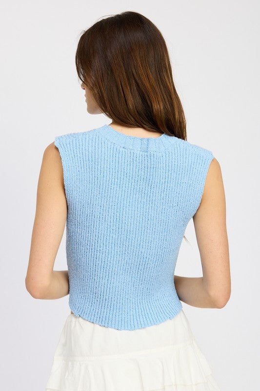 Ribbed Sleeveless Cropped Top - Pikemla