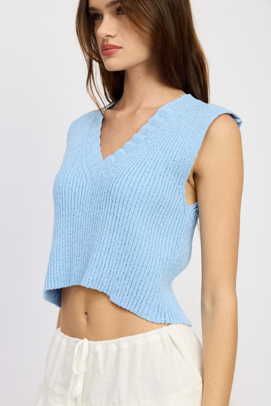Ribbed Sleeveless Cropped Top - Pikemla