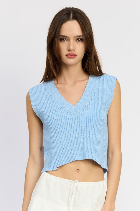 Ribbed Sleeveless Cropped Top - Pikemla